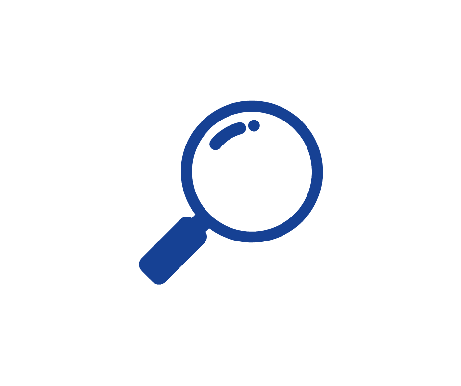 Blaues Lupen-Symbol; Symbol für Suche, Finden, Zoomen und Entdeckung zur Website-Navigation.