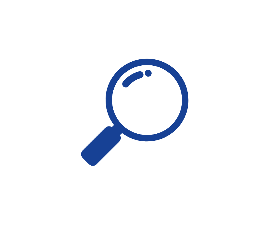 Blaues Lupen-Symbol; Symbol für Suche, Finden, Zoomen und Entdeckung zur Website-Navigation.