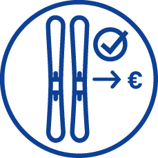 Icon mit Ski und Häkchen