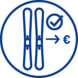 Icon mit Ski und Häkchen