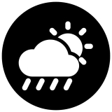 Wettersymbol: Sonne teilweise von Regenwolken verdeckt, steht für teilweise sonnig mit Schauern.