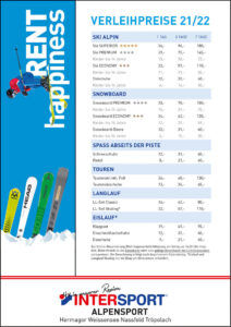 Verleih Rent Intersport Alpensport Ski Snowboard Tourenski SKischuhe Eisschuhe Rodel Skihelm Eisschnelllaufschuhe Nassfeld Tröpolach Weissensee